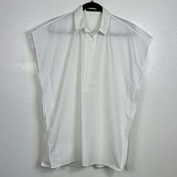 Sofie D'Hoore White Wide Shoulders Side Slits Blouse Top Size XS - Picture 2 of 7